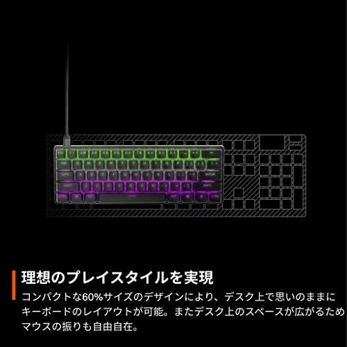 Игровая проводная клавиатура SteelSeries Apex Pro Mini JP с быстрыми триггерами, японской раскладкой, переключателями OmniPoint, клавишами действия 2-в-1, черный (Код продукта: