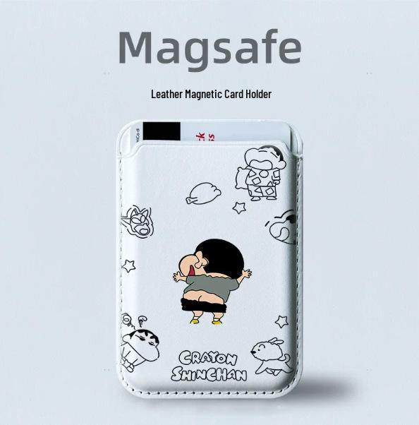 Чехол для телефона Shin-chan с магнитной кожей для карт, совместимый с MagSafe