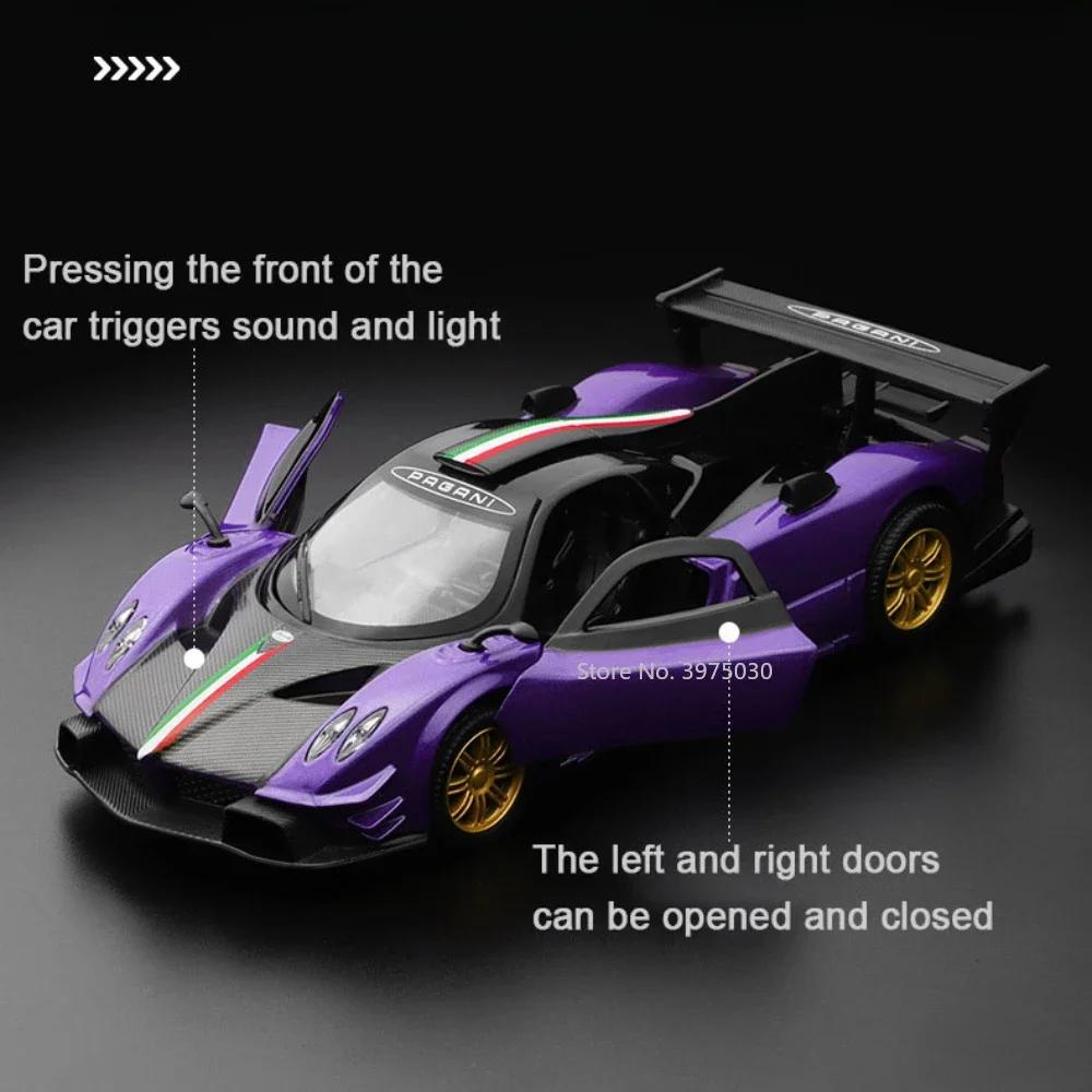 1/31 Pagani Zonda Revolucion Alloy Sports Car Model Toy Metal Diecast Scale Vehicles with Sound Light Collection Toys for Boys
