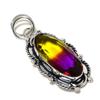 Bi-Color Tourmaline Gemstone 925 Sterling Silver Jewelry Pendant 2.36" H0f03