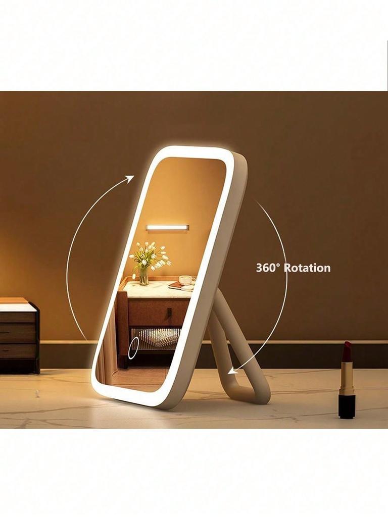 Xiaomi Светодиодное зеркало для макияжа, 3 цвета подсветки, вращение на 360°, сенсорное управление, питание от USB, настольное туалетное зеркало для спальни, ванной комнаты, путешествий