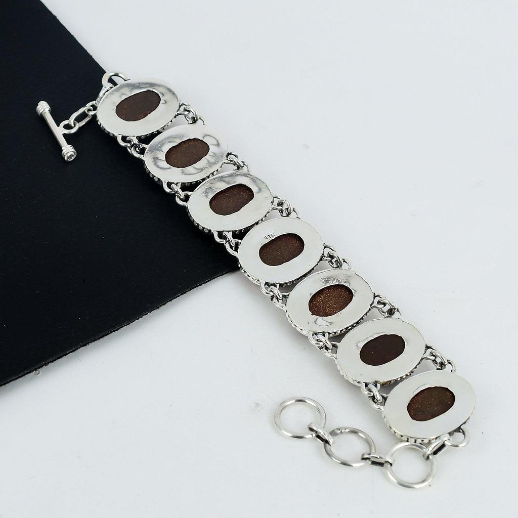 Red Sunstone Gemstone Handmade 925 Sterling Silver Bracelet, Red Sunstone Bracelet For Wife , Unisex Bracelet, Wadding Gift