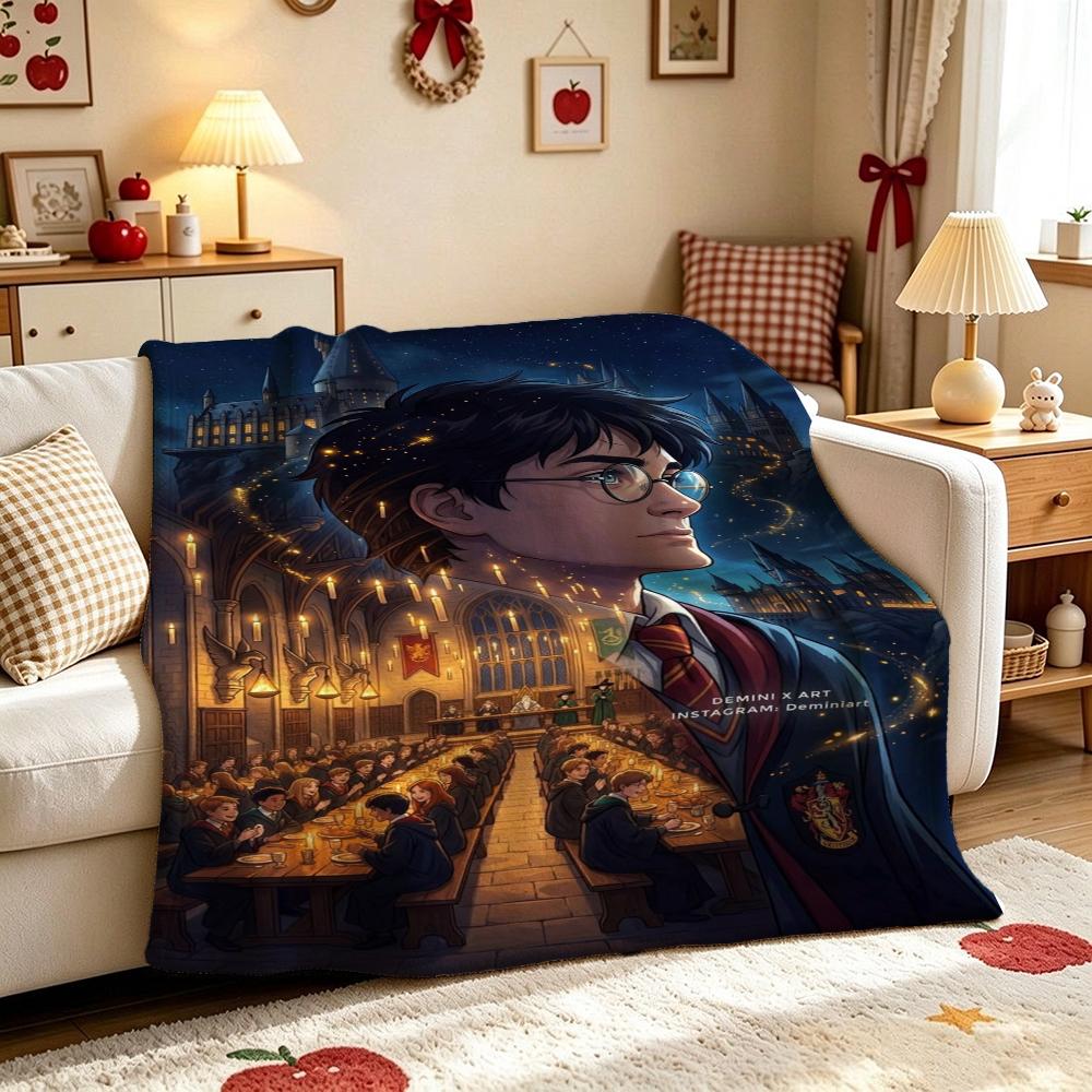 Harry'S Hogwarts Adventure Flannel Blanket Soft Comfortable Fleece Blanket For Living Room Sofa Nap Home Decor Memorial Gift