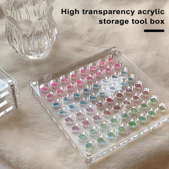 Подвеска для ногтей, коробка для хранения со стразами, с несколькими отделениями, прозрачная акриловая магнитная крышка, квадратная, прямоугольная, круглая, аксессуары для ювелирных изделий