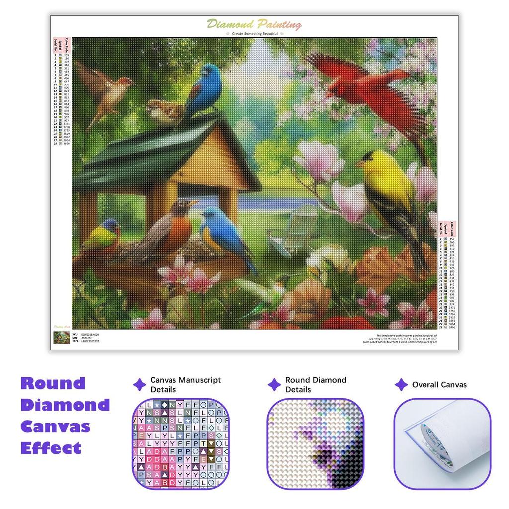 Алмазная картина Птица Цветок Полный Круглый Набор Стразов Вышивка Пейзаж Ремесленная Мозаика Подарок ручной работы 30x40 см/12x16 дюймов