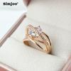 SIMJOO Кольцо с цирконом, женское многоуровневое кольцо с геометрической линией и крестом