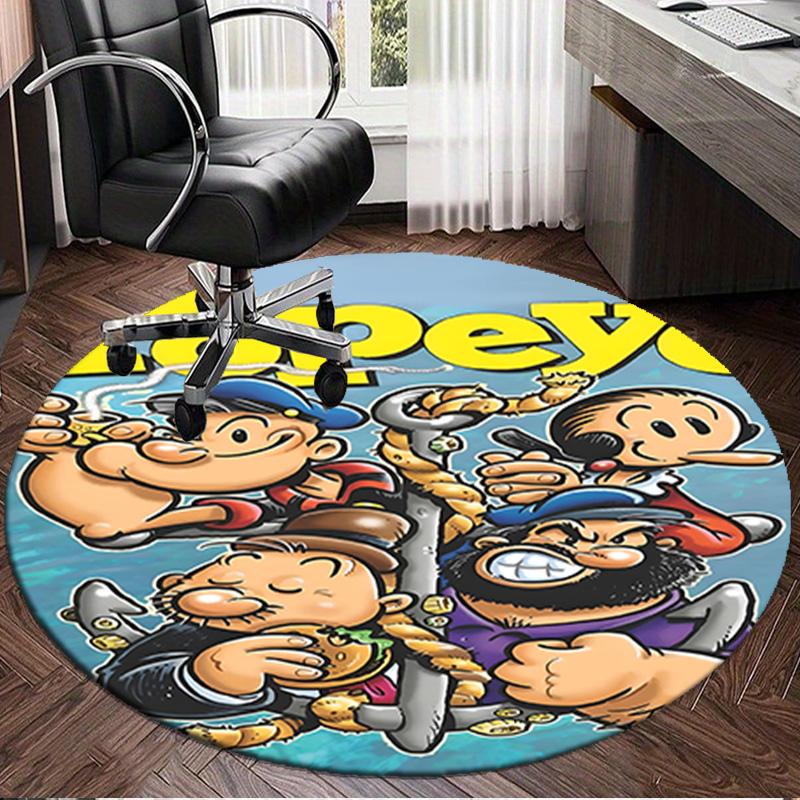 1PC Popeye's Strength Displayed Round Rug, Non-slip Chair Mat, Home Decor, Circle Carpet Perfect for Office, Bedroom, Living Room,Christmas gift