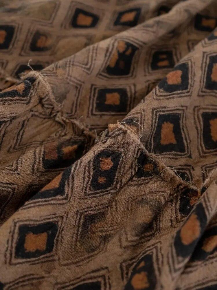 Johnature Women Vintage Print Floral Cotton Skirts Elastic Waist Patchwork Clothes Autumn High Quality Women Skirts