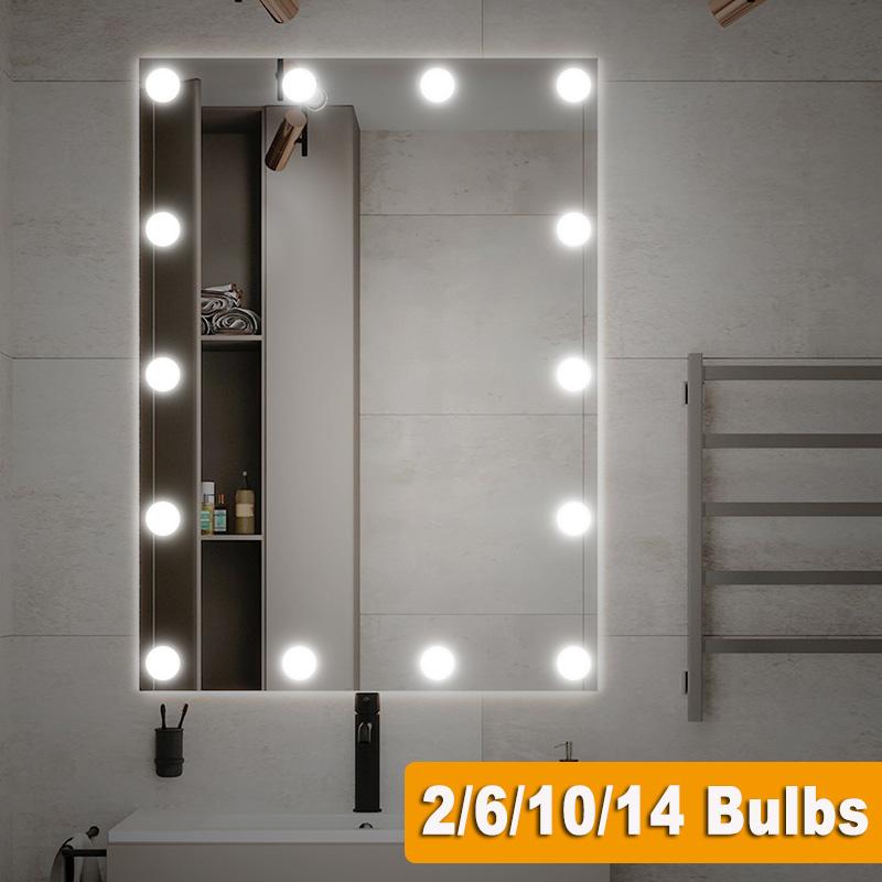 LED Makeup Mirror Light Bulbs USB Hollywood Vanity Make Up Mirror Lights Bathroom Dressing Table Lighting Dimmable LED Wall Lamp
