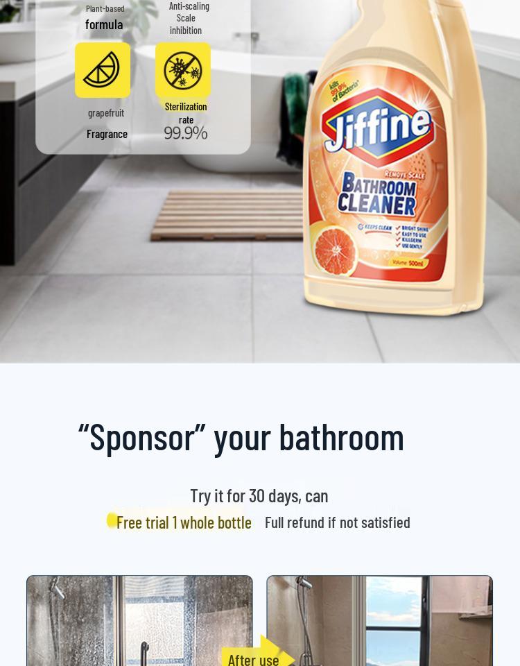 Bathroom Deodorizing Glass & Tile Cleaner Spray - Effective Sterilization & Descaling Solution