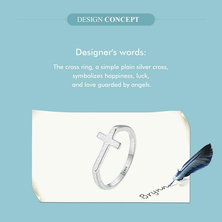 WOSTU 925 Sterling Silver Simple Cross Finger Ring for Women Daily Wear Guard Female Ring Jewelry Gift For Daugther Family