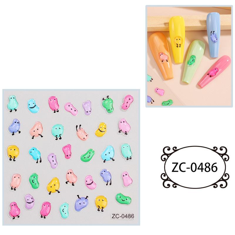 Мягкие клейкие наклейки для ногтей с тиснением, симпатичные 5D трехмерные наклейки для ногтей в виде звезд