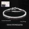 MOB01 2mm-6.5mm Hip Hop D VVS1 Moissanite Tennis Bracelet 14k White Gold Plated 925 Sterling Silver Tennis Chain Bracelet