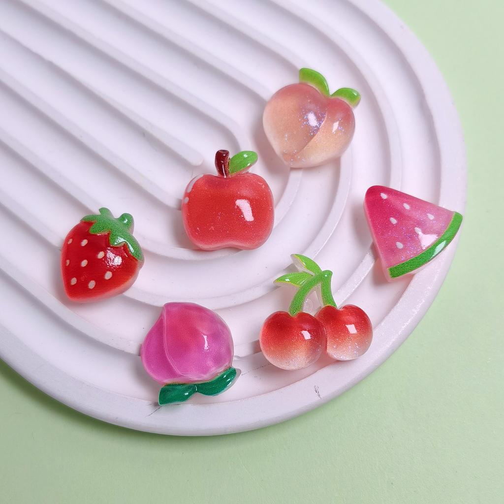 100PCS Mixed Fruit Series Miniature Flat Back Resin Cabochons for Hairpin Scrapbooking DIY Home Decor Craft Accessories