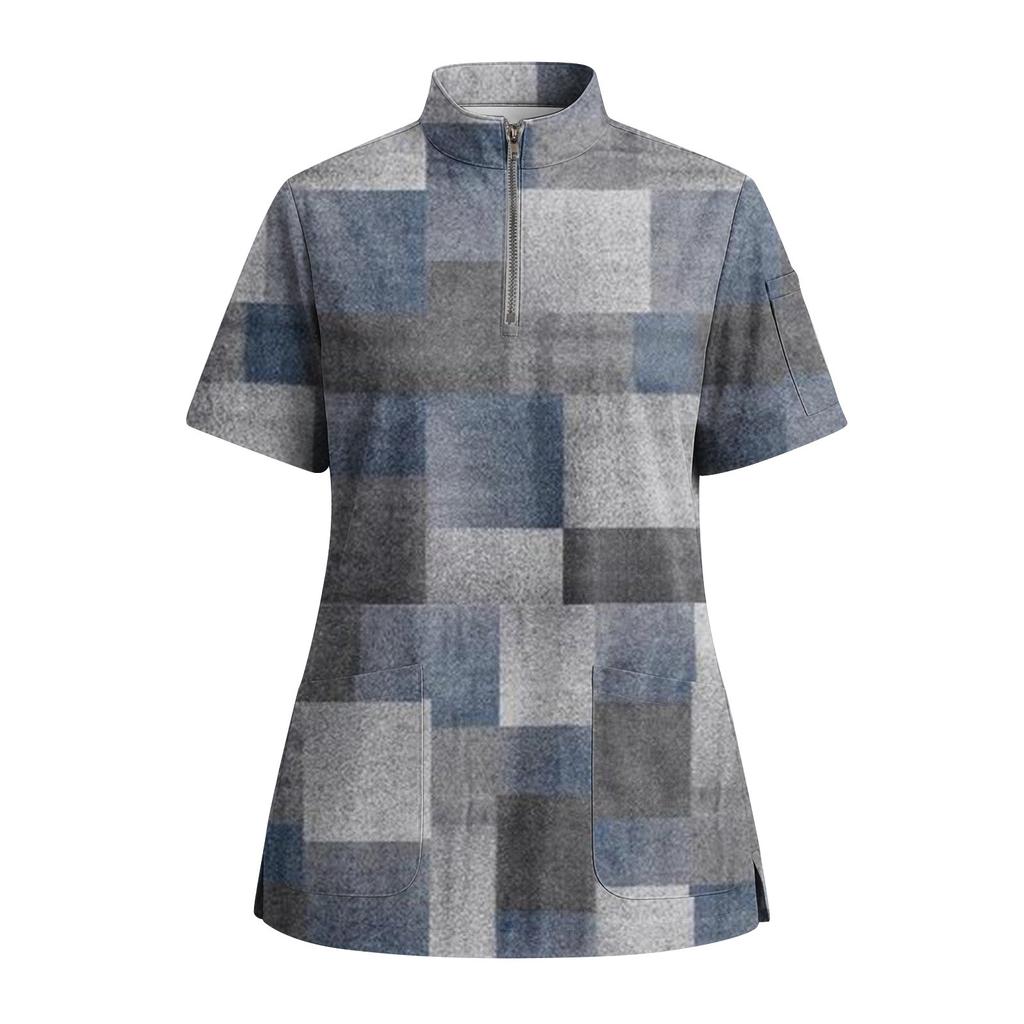 Женская футболка с коротким рукавом, принтом, V-образным вырезом, застегивающаяся на пуговицы, с боковым разрезом