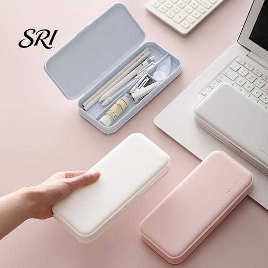 Pressure-resistant Pencil Holder Stationery Box Portable Thin Large Capacity Macaron Color Travel-friendly Container Case with Partitioned Storage