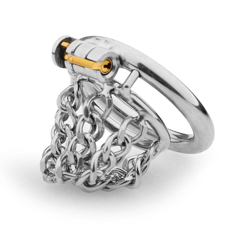 Stainless Steel Cock Cage Penis Ring Male Chastity Device with Catheter Stealth Lock Tube Adult Sex Toy Chastity Inescapable