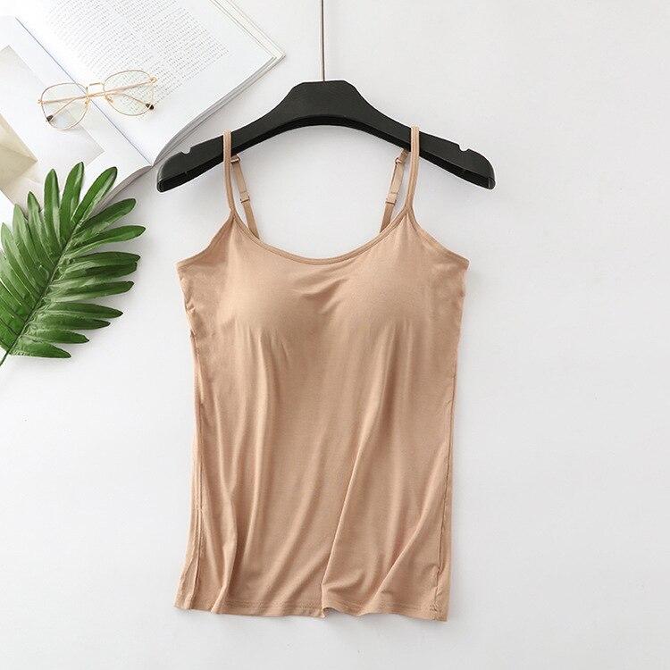 2025 New Modal Female Large Size No Steel Ring Integrated Five-finger Chest Pad Camisole Bottoming Shirt Slim Multicolor