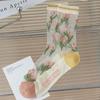 Breathable Women Summer Socks Transparent Girls Mid-calf Socks Casual Lace Socks