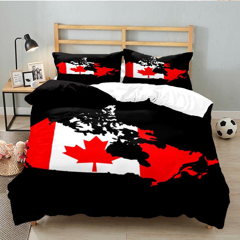 Canada's Red Maple Leaf 3PCS Bedding set,Ideal for 1pc Duvet Cover And 2pcs Pillowcases Perfect for Fan gift,Ideal for Bedroom, Dormitory