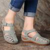 Retro Women's Sandals Car Line Hole Shoes Large Size Round Toe Wedges Comfortable Sandals Women