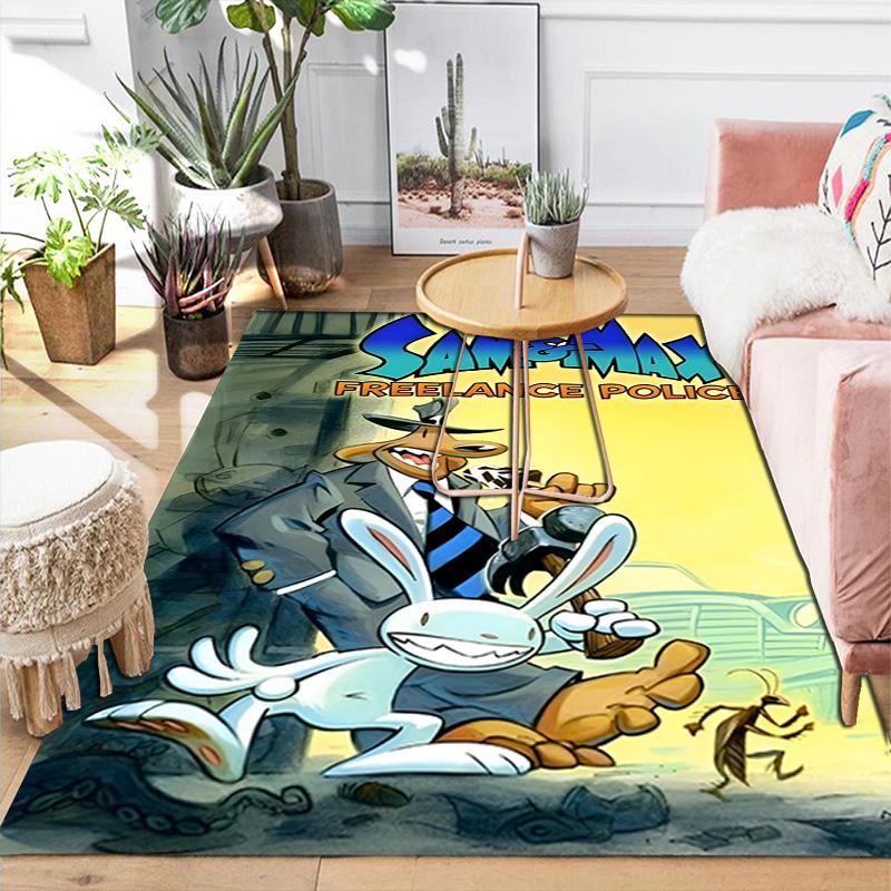 Sam & Max: Freelance Police Rug Floor Mat for Living Room or Bedroom Soft and Comfortable Carpet a Gift for Birthday and Holiday.