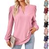 Осенне-зимняя новая однотонная свободная футболка с v-образным вырезом и длинными рукавами, женские топы