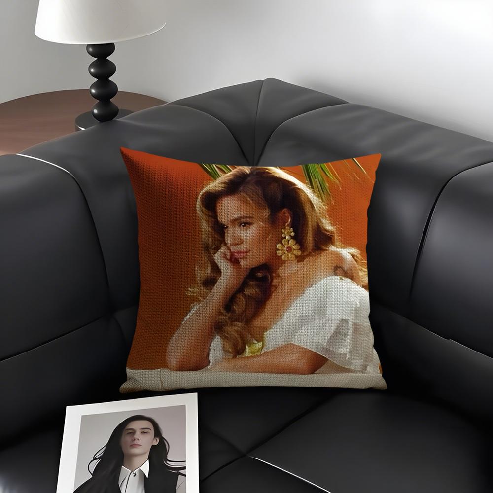 KKarol G TropicoquetA Singer Cushion Cover Natural Linen Organic Fabric DoubleSided Printing Sofa Home Decor Gift Pillow Case