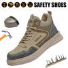 Новая Мода Мужские Рабочие Кроссовки Обувь со Стальным Носком Защитная Обувь Нескользящая Устойчивая к Проколам Рабочая Обувь Неразрушимые Водонепроницаемые Ботинки