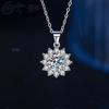 925 Sterling Silver 1 Karat Diamond Necklace Snowflake Classic Fashion SUNFLOWER Clavicle Chain