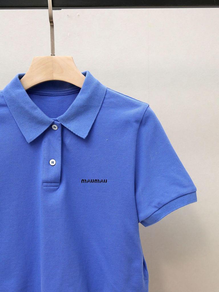 Женская осенняя омолаживающая однотонная рубашка поло с отложным воротником и короткими рукавами на половину застежке