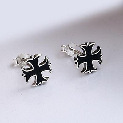 Серьги из серебра 925 пробы Серьги Давид Черный Крест E009 Стерлинговое серебро