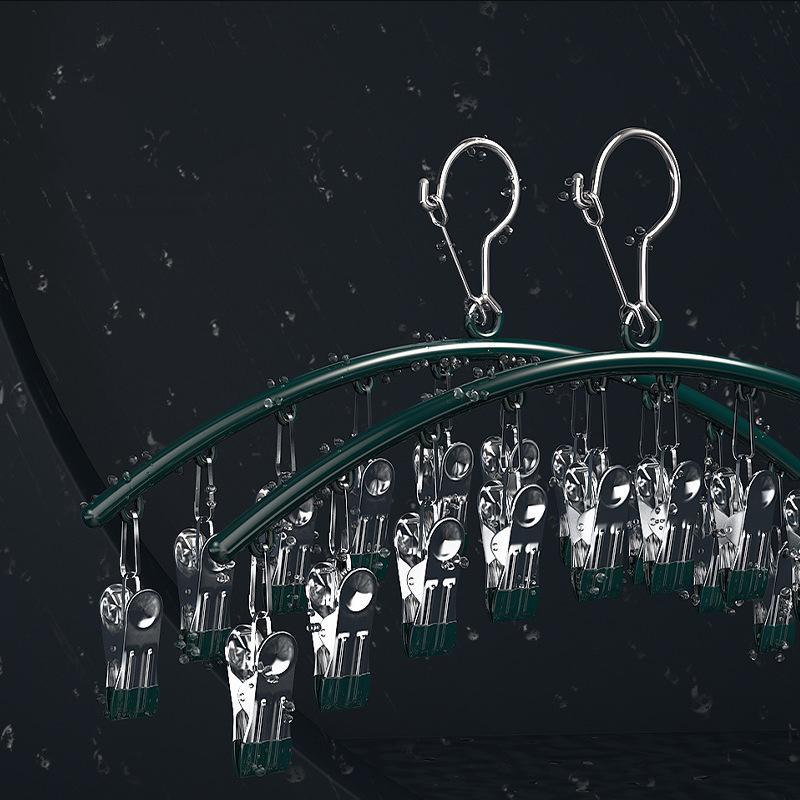 Drying Hanger for Laundry Stainless Steel Metal Multifunctional Waterproof Clothes Hanger with Clips Underwear Socks Hat Hanger