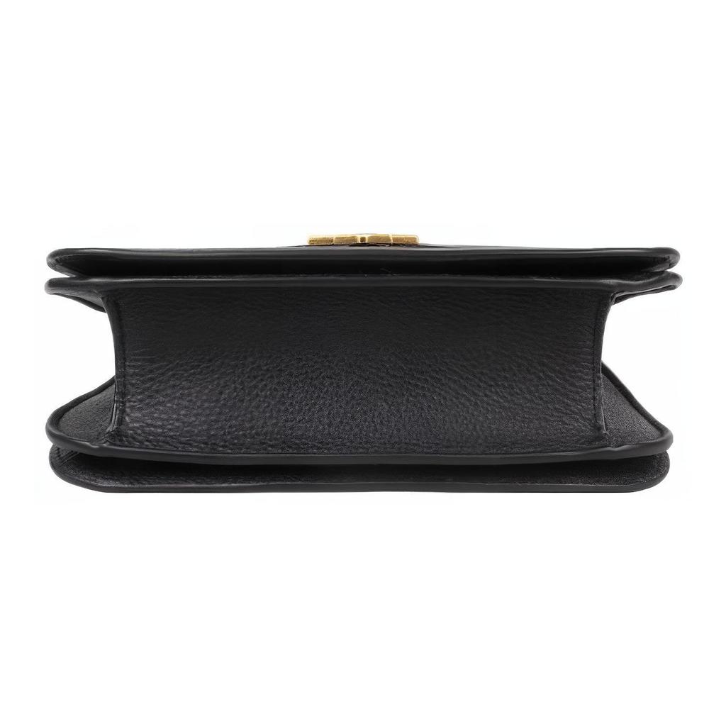Tory Burch Britten Minimalist Fashion Hollow Double T Logo Flap Adjustable Metal Chain Leather Crossbody Shoulder Bag Women bags Black 140987-001