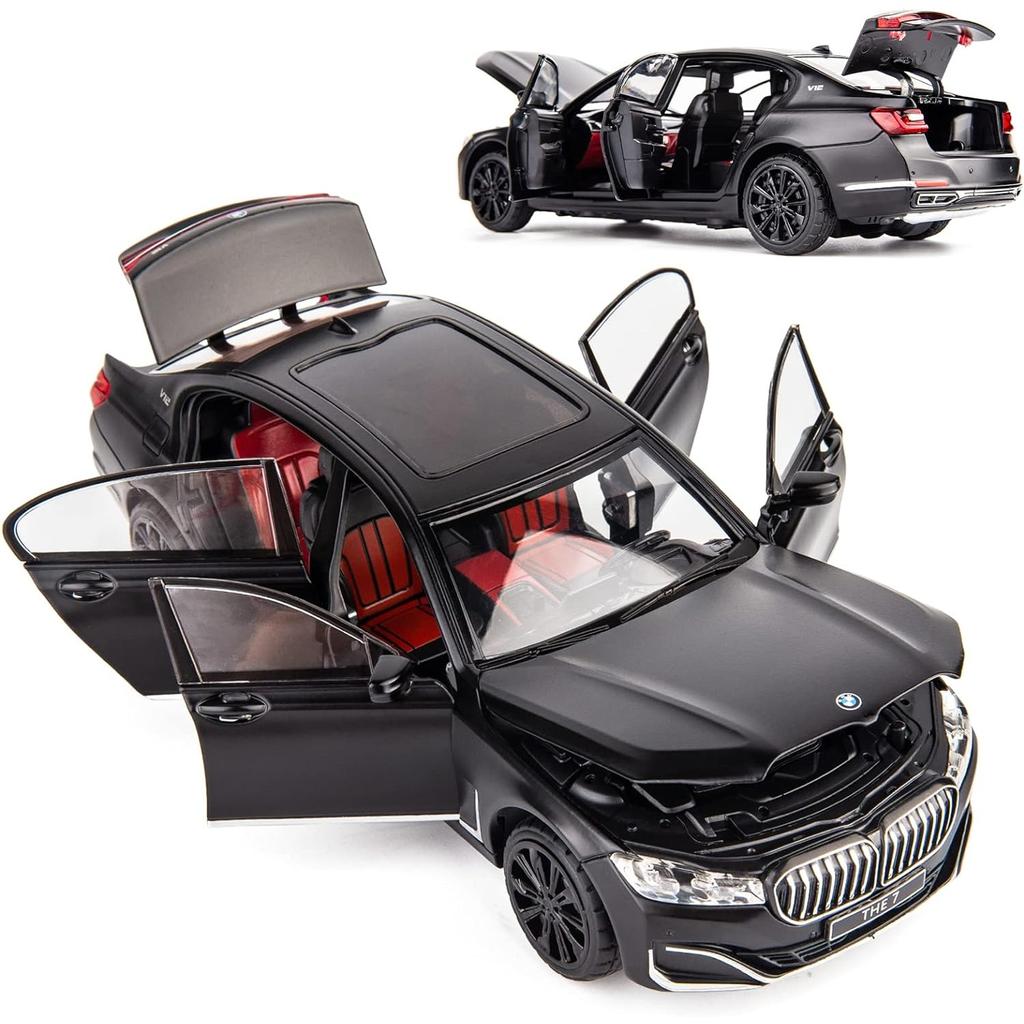 Модель автомобиля BMW 760 в масштабе 1/24, игрушечный автомобиль из цинкового сплава со звуком и светом для детей, подарок для мальчиков и девочек