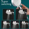 Высококачественная серебряная ручная душевая головка высокого давления, набор из 5 регулируемых режимов, фильтр, остановка подачи воды одним нажатием, аксессуары для душа
