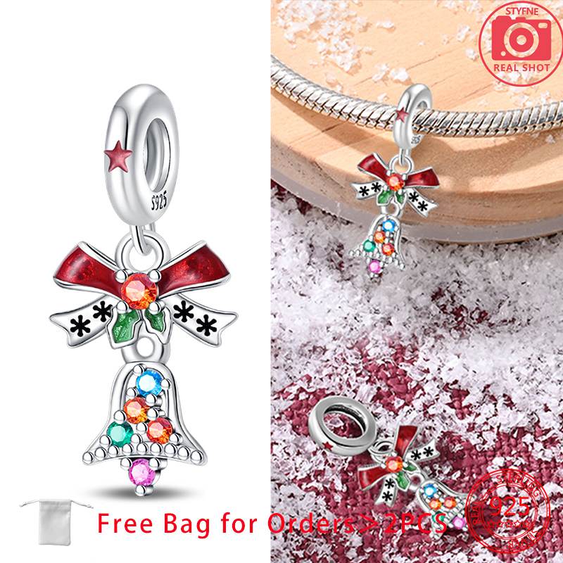 Charm Bead Charms Christmas Collection Christmas Hat Socks Bell Snowman copper Bead Charms Pendant Women Authentic Bracelets Do It Yourself Christmas