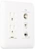 Cosmo Series Wide 21 встраиваемая мультимедийная розетка с заземлением, двойная розетка с клеммой заземления, защитный столб, 2 жилы, белый WTF34363W TV/High