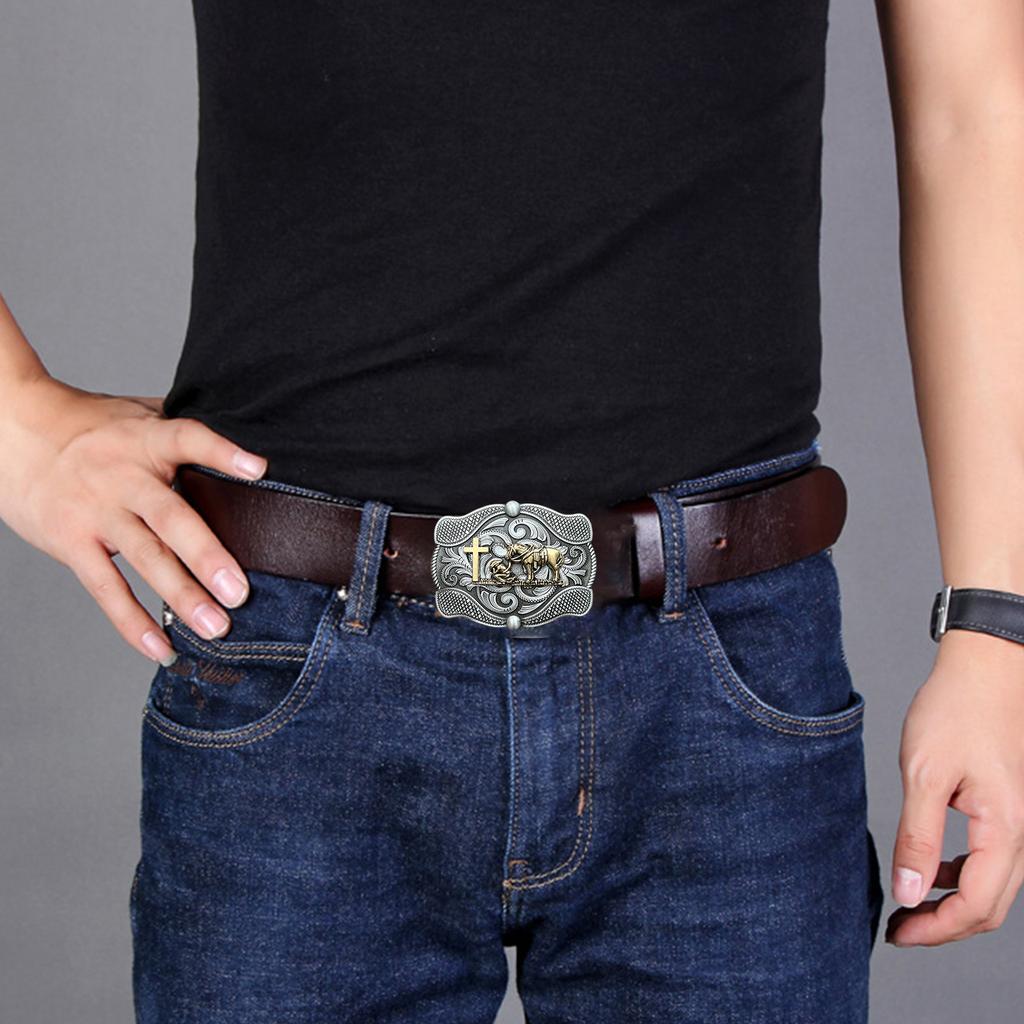 Bull Skull Shape Belt Buckle Adult Unisex Clothing Accessories Western Cowboy Buckle for Adult Waist Belt DIY Supplies