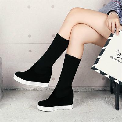 DoraTasia Зимняя распродажа 34-44 Ботильоны, увеличивающие рост, женские 2019 Ботильоны на платформе, эластичные женские туфли на высоком каблуке для женщин