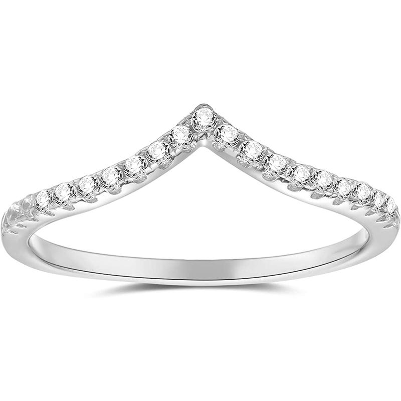 VQYSKO остроконечное V-образное кольцо с цирконом, штабелируемое кольцо с имитацией сердца, Вечное кольцо для женщин, ювелирные изделия, подарки для нее