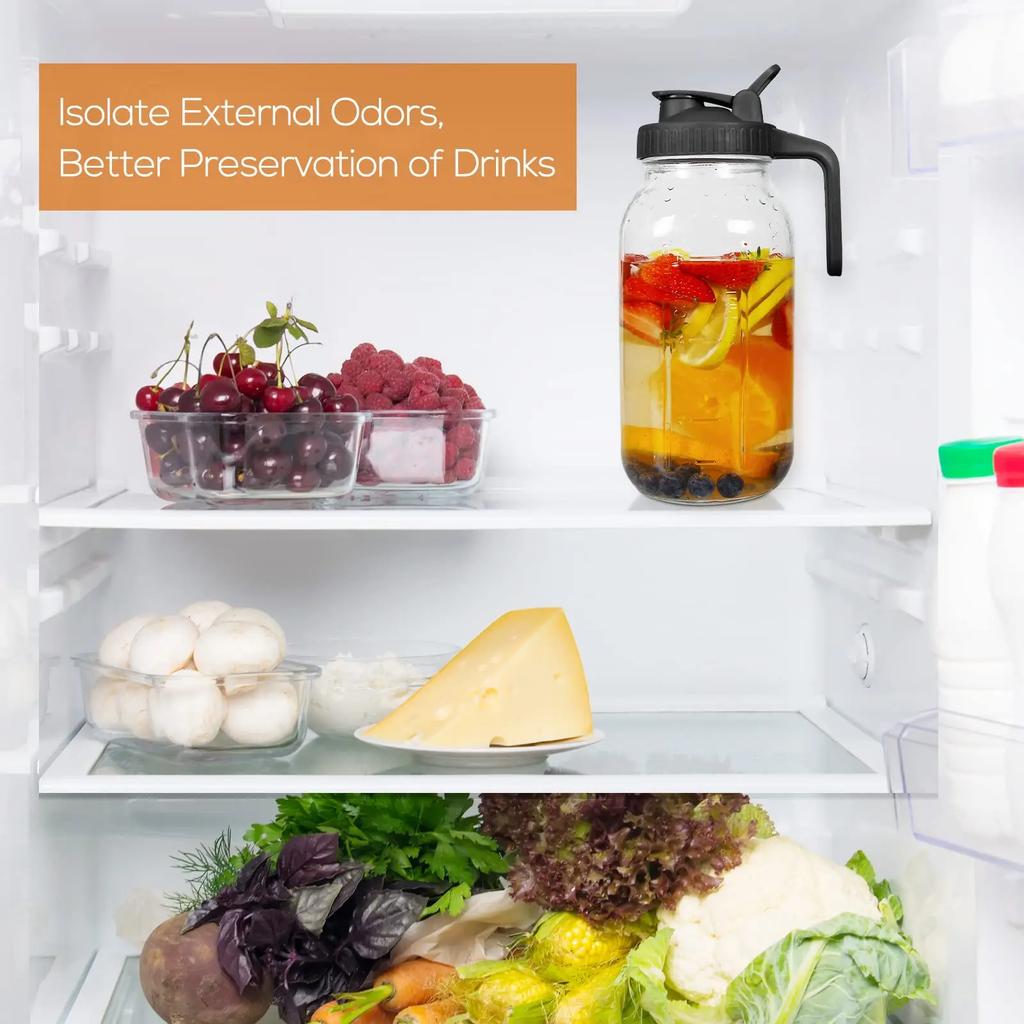 Glass Mason Jar Pitcher with Lid Wide Mouth,32/64oz Cold Brew Coffee Pot Water Bottle Iced Tea Dispenser,Breast Milk Storage