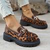 Fashion Leopard Print Women's Shoes 2025 Spring New Platform Anti Slip Metal Decorative Loafers Retro Comfortable Outdoor Casual Shoes