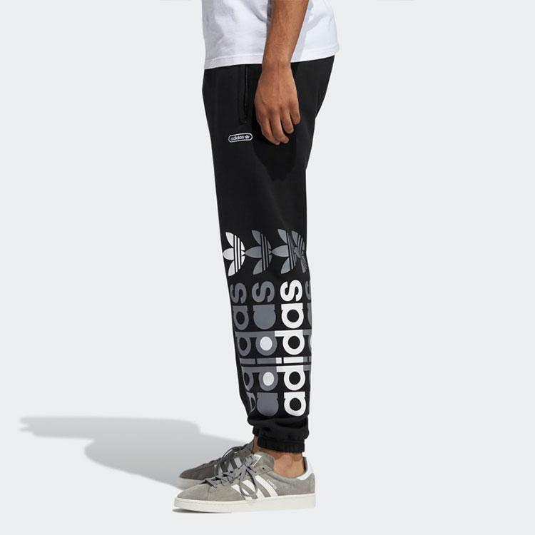Adidas Originals Trefoil Fleece Sweatpants With Elastic Cuffs And Waist Men Bottoms Black GN3873