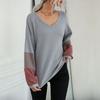 Autumn Women Fashion Color Patchwork Thin Sweater Loose Knitted Casual Top