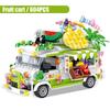City Friends Ice Cream Truck Street View Dining Car Mini Building Blocks Food Snacks Shop Model Bricks Toys For Children Girls