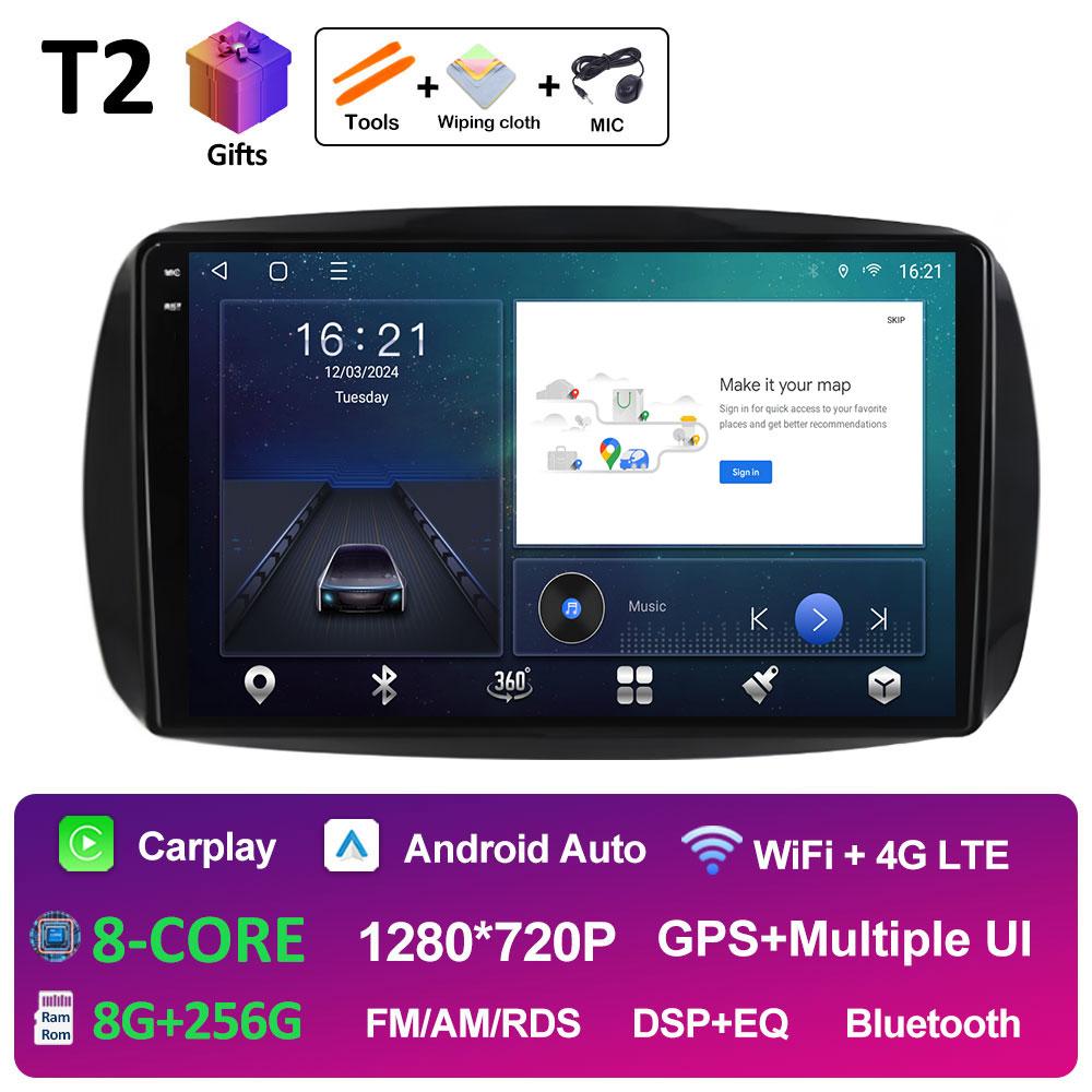 GPS Навигация Для Mercedes Smart 453 Fortwo 2014 2015 2016 2017 - 2020 Android Auto DSP Стерео QLED IPS Экран 4G Аксессуары