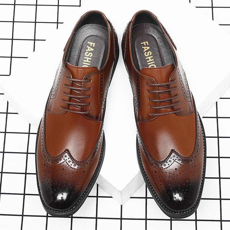 Нарядные кожаные туфли Brock мужские туфли воловья кожа британские остроносые дышащие мужские туфли свадебные туфли 2025