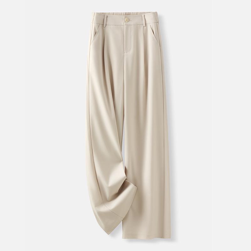 Women's Matte Acetate Wide-Leg and Narrow-Leg Slimming Casual Pants - Summer 2025 Collection