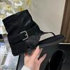 2025 лето новые ретро пряжка на ремне носок плоская подошва открытый носок модные короткие ботинки повседневная мода елочка крутые ботинки женские